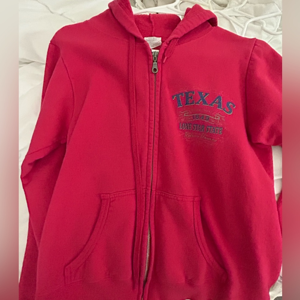 Texas pink red full zip up small jacket
